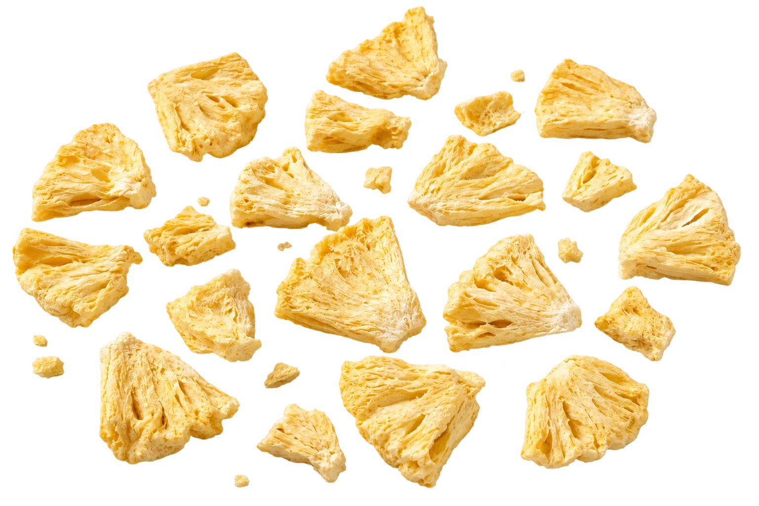 Freeze-dried pineapple pieces