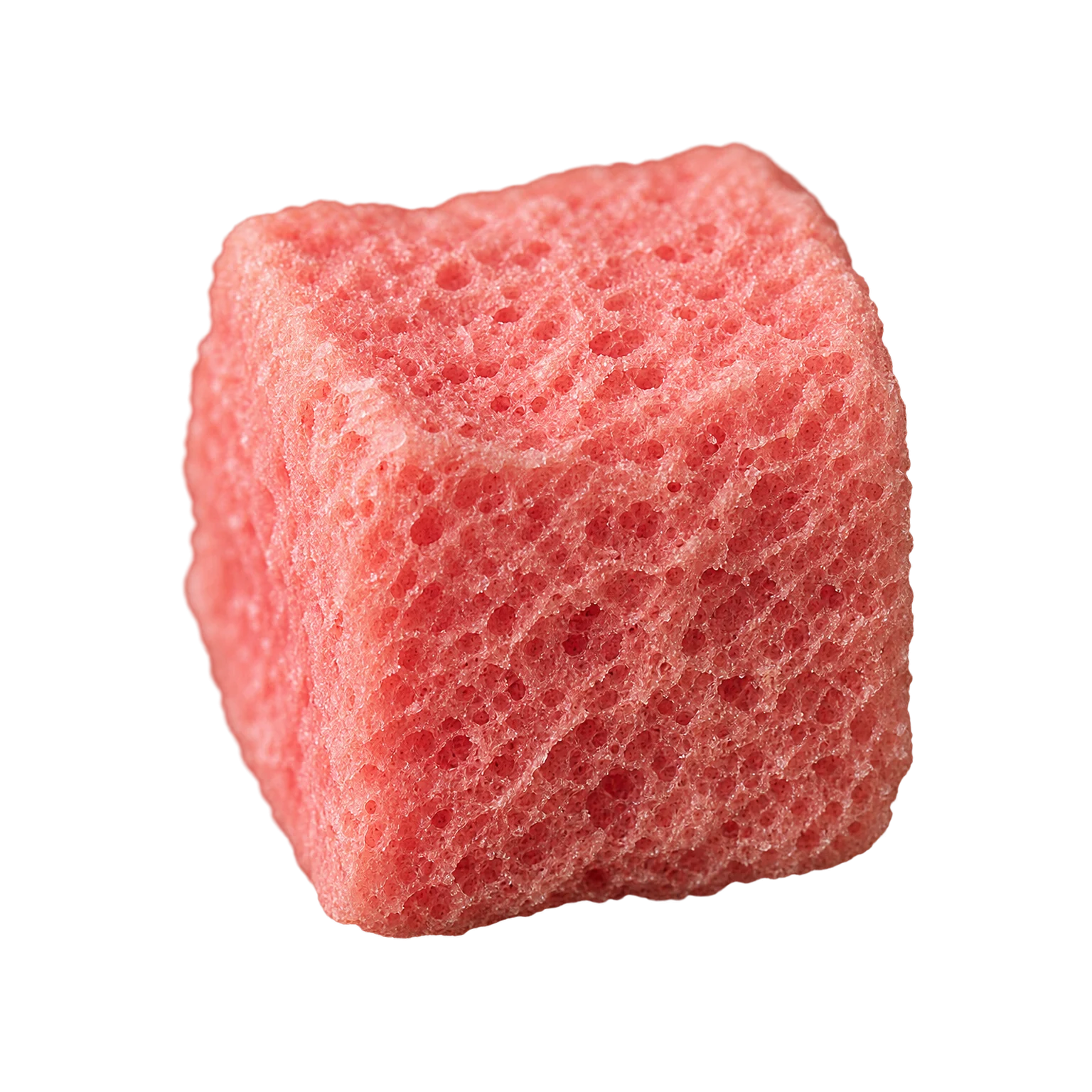 Close view of freeze-dried pink guava texture